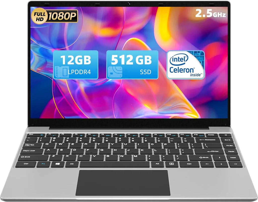 12GB RAM 256GB ROM Laptop PC 14.1  INCH Notebook Ultrabook Windows 11 Laptop PC Intel Celeron Quad Core J3455 CPU