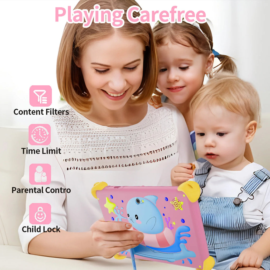 7 Inch 5G Kids' tablets Android Learning Games Pad Kids-Proof protective Case Tablet Quad Core 4GB+64GB ROM Children's best Gift