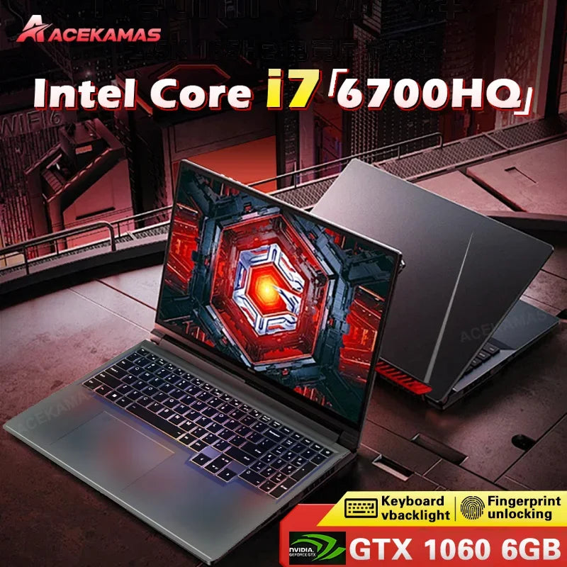 ACEKAMAS 16" Gaming Laptop intel Core i7-6700HQ GTX 1060 IPS 1920*1200 Notebook Gamer 16GB DDR4 1TB SSD Windows 11 Pro Laptop PC