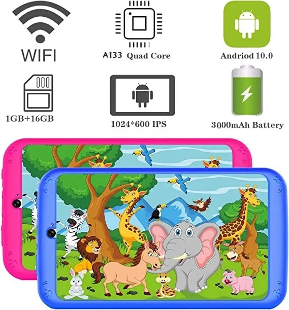 NEW 7 INCH E98 Android 10.0 KID Gift Tablet PC 1GBRAM +16G ROM  With Silicon Bracket Case Dual Camera WIFI