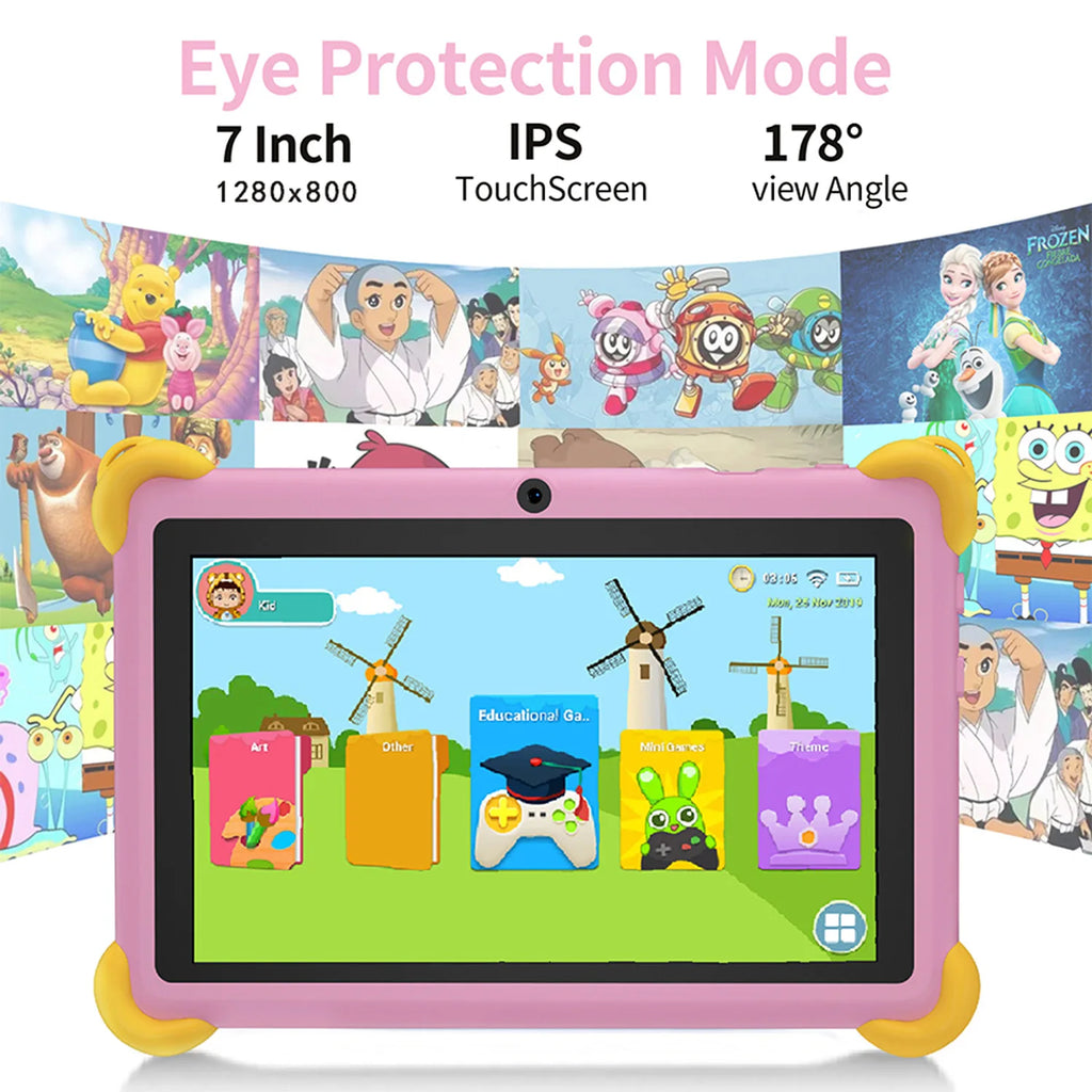 7 Inch 5G Kids' tablets Android Learning Games Pad Kids-Proof protective Case Tablet Quad Core 4GB+64GB ROM Children's best Gift