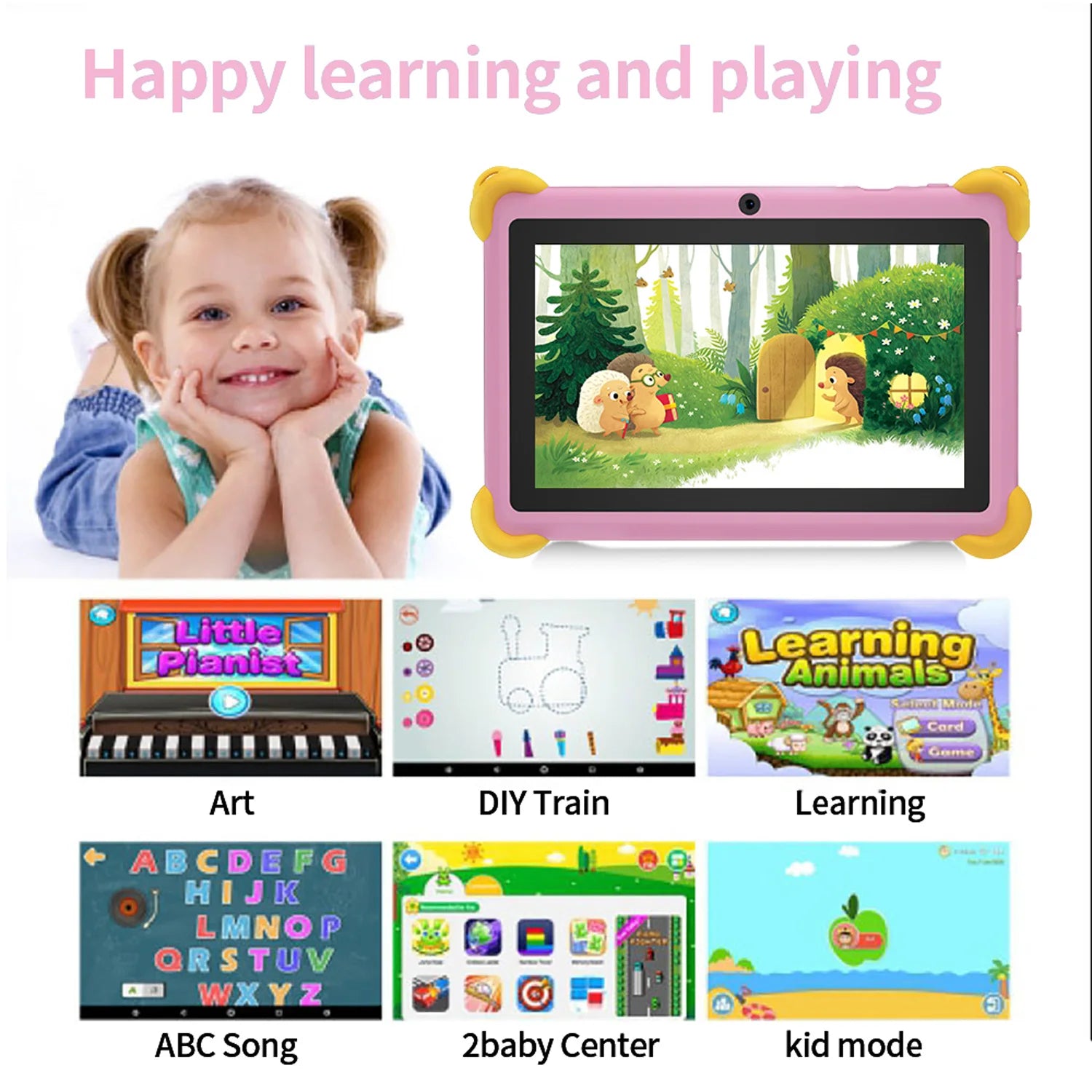 7 Inch 5G Kids' tablets Android Learning Games Pad Kids-Proof protective Case Tablet Quad Core 4GB+64GB ROM Children's best Gift