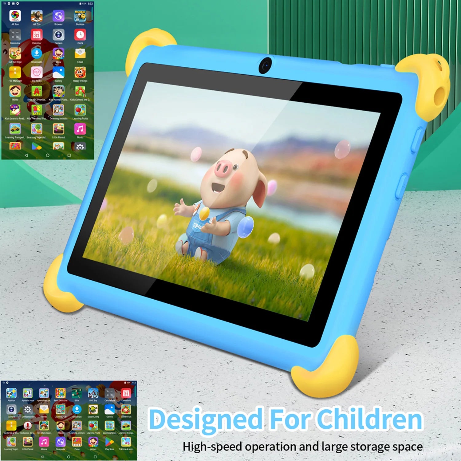 7 Inch 5G Kids' tablets Android Learning Games Pad Kids-Proof protective Case Tablet Quad Core 4GB+64GB ROM Children's best Gift