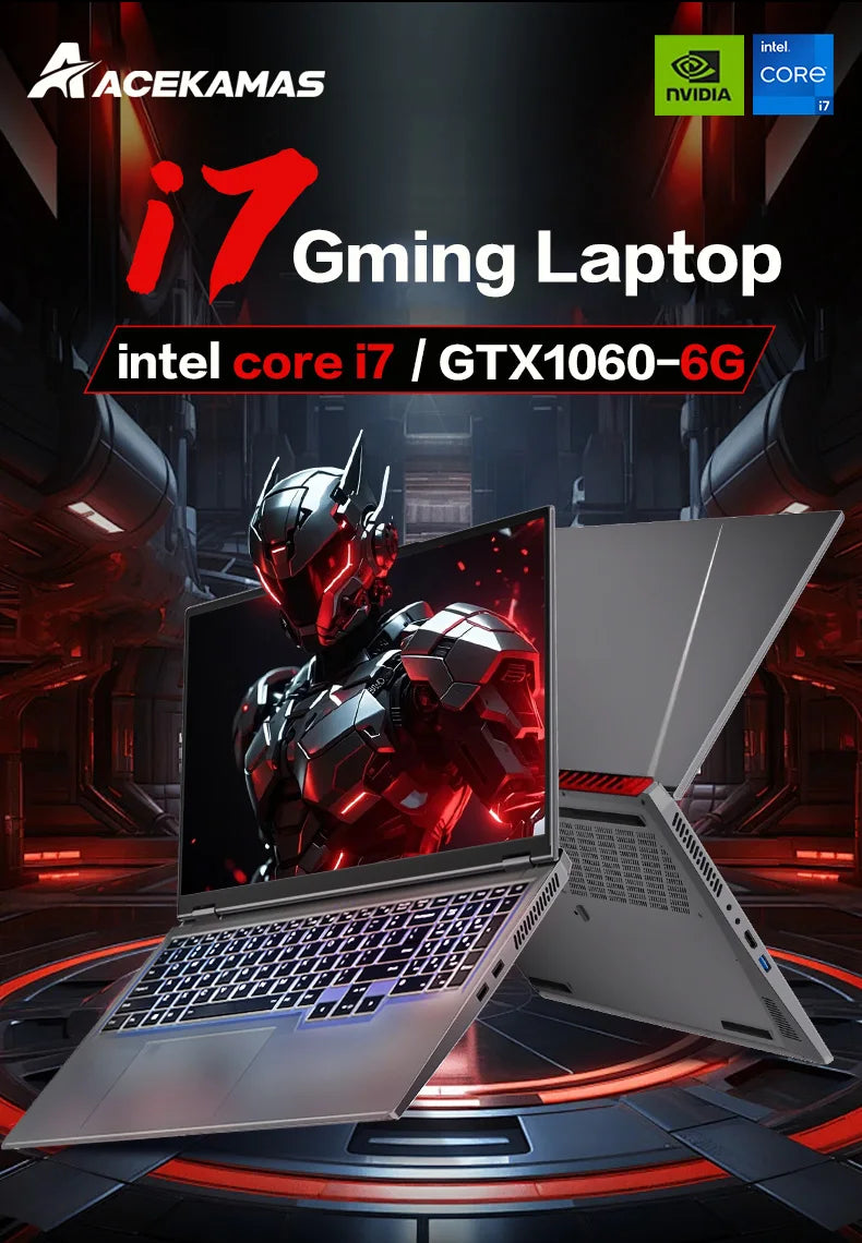 ACEKAMAS 16" Gaming Laptop intel Core i7-6700HQ GTX 1060 IPS 1920*1200 Notebook Gamer 16GB DDR4 1TB SSD Windows 11 Pro Laptop PC