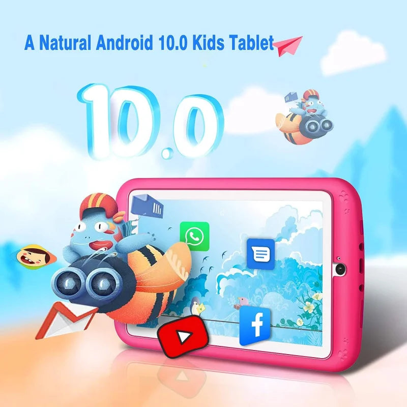 NEW 7 INCH E98 Android 10.0 KID Gift Tablet PC 1GBRAM +16G ROM  With Silicon Bracket Case Dual Camera WIFI