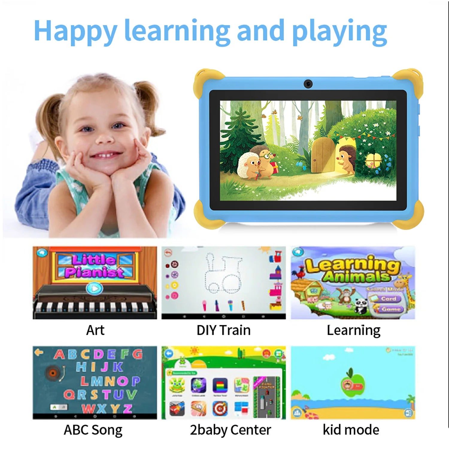 7 Inch 5G Kids' tablets Android Learning Games Pad Kids-Proof protective Case Tablet Quad Core 4GB+64GB ROM Children's best Gift