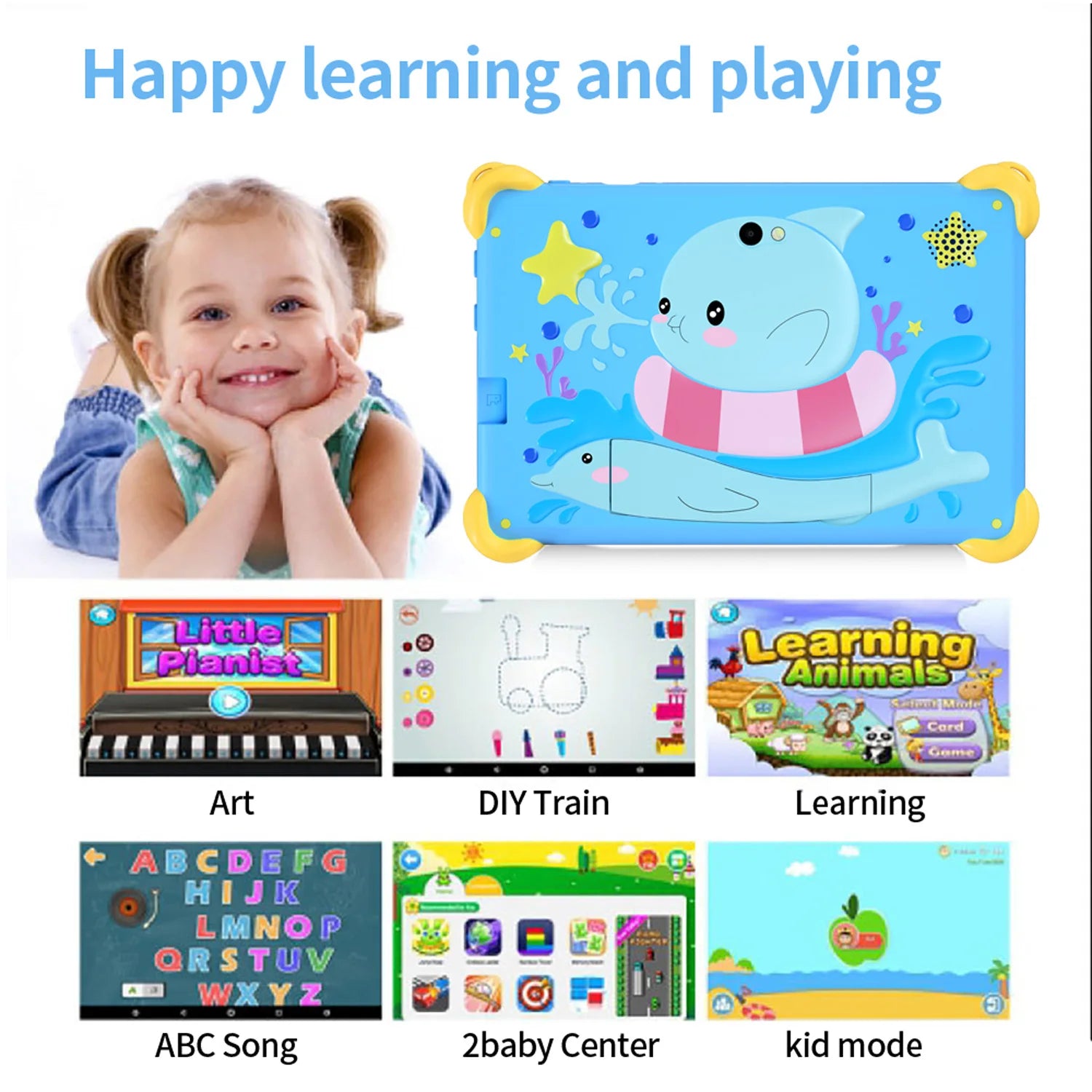 7 Inch 5G Kids' tablets Android Learning Games Pad Kids-Proof protective Case Tablet Quad Core 4GB+64GB ROM Children's best Gift