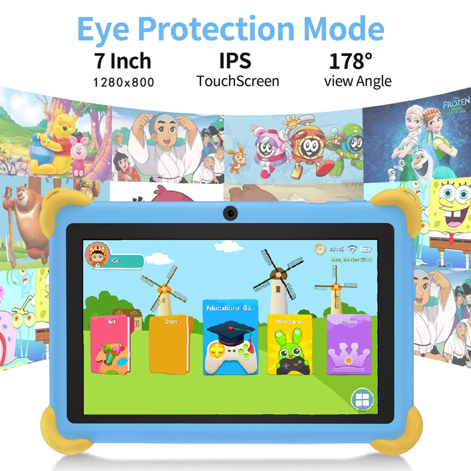 7 Inch 5G Kids' tablets Android Learning Games Pad Kids-Proof protective Case Tablet Quad Core 4GB+64GB ROM Children's best Gift