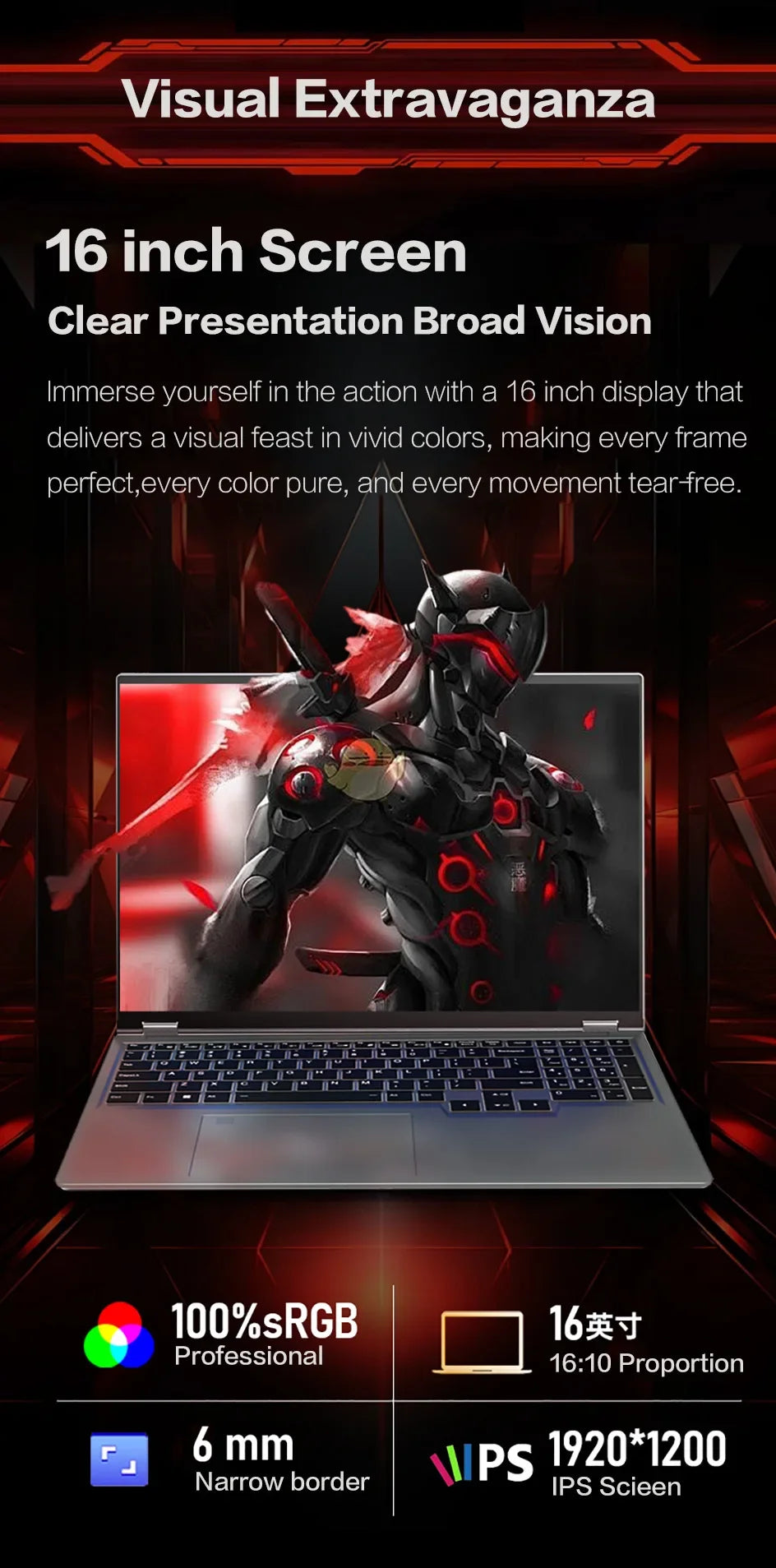 ACEKAMAS 16" Gaming Laptop intel Core i7-6700HQ GTX 1060 IPS 1920*1200 Notebook Gamer 16GB DDR4 1TB SSD Windows 11 Pro Laptop PC
